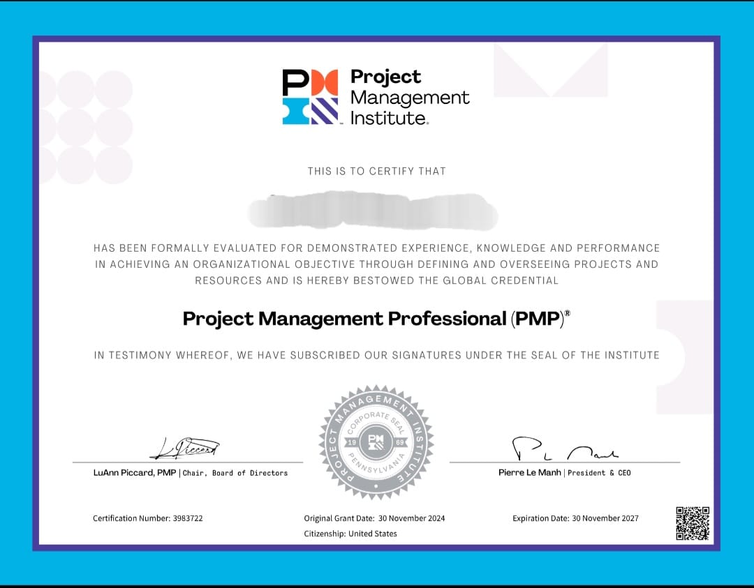 PMP (Project Management Professional) Certificate